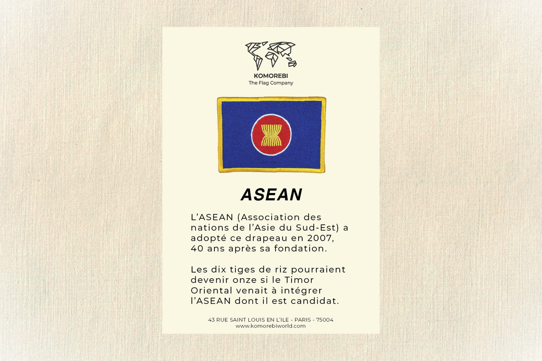 ASEAN (Association Des Nations d'Asie du Sud-Est)- Drapeau Brodé