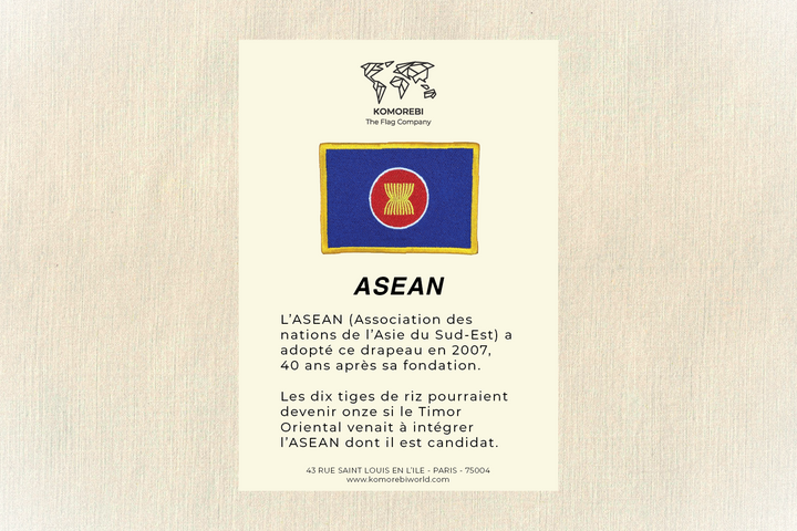ASEAN (Association Des Nations d'Asie du Sud-Est)- Drapeau Brodé
