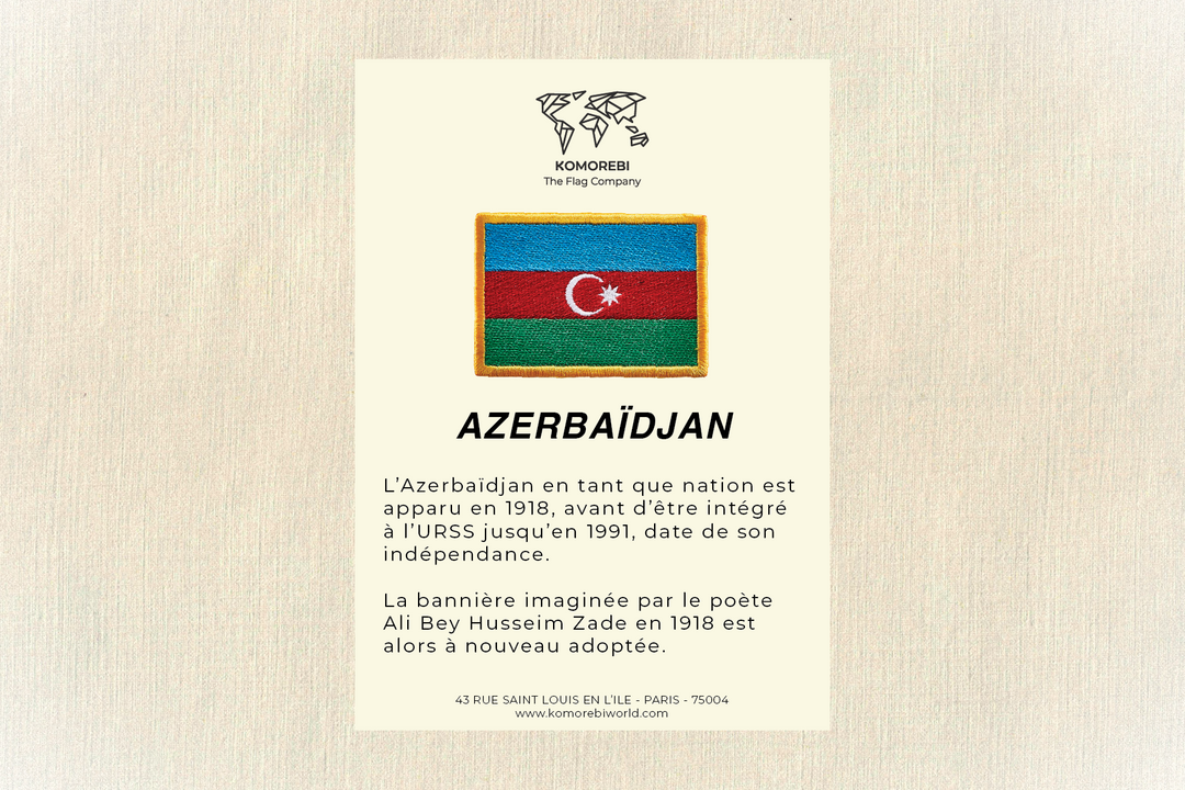 Azerbaïdjan - Drapeau Brodé