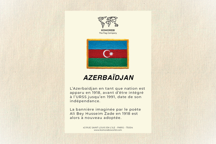 Azerbaïdjan - Drapeau Brodé
