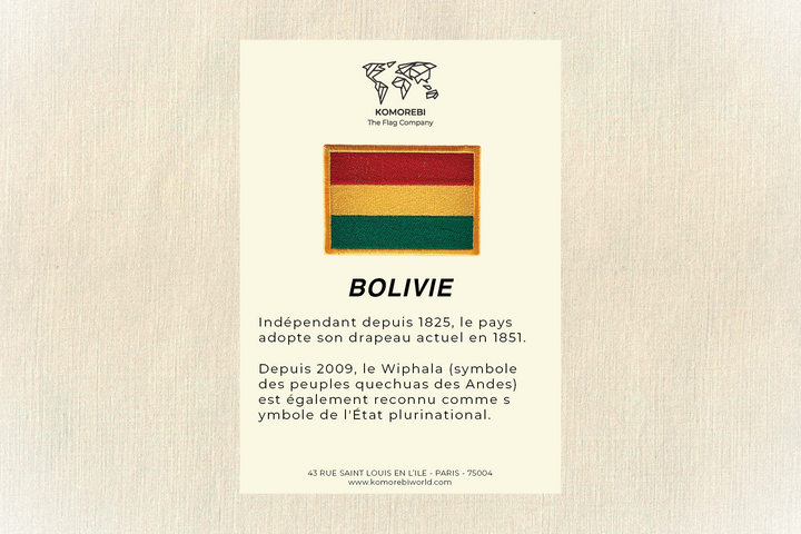Bolivie - Drapeau Brodé