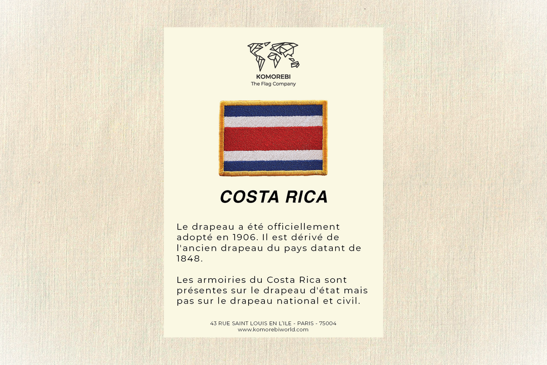 Costa Rica - Drapeau Brodé