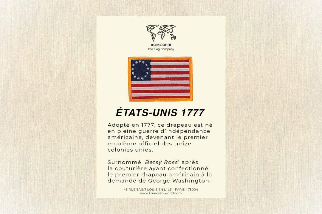 États-Unis (1777 )'Betsy Ross' - Drapeau Brodé