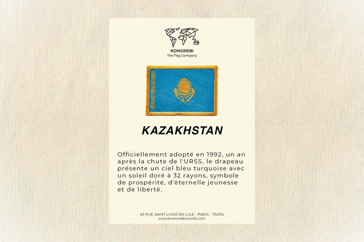 Kazakhstan - Drapeau Brodé