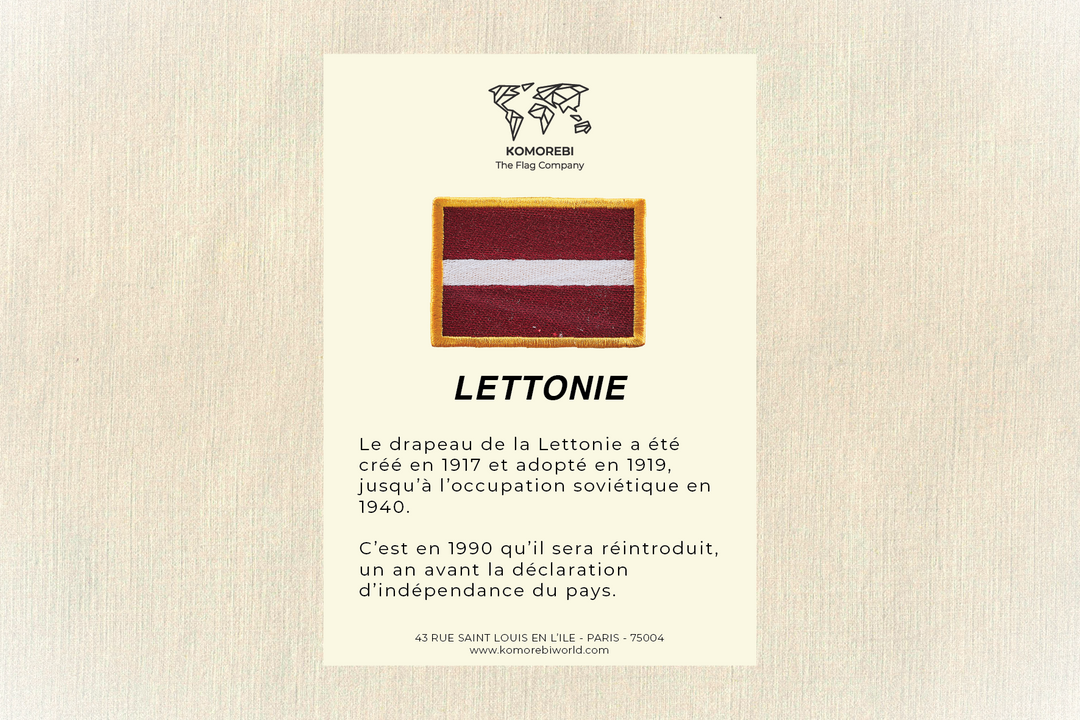 Lettonie - Drapeau Brodé