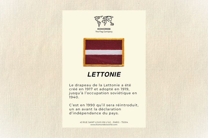 Lettonie - Drapeau Brodé