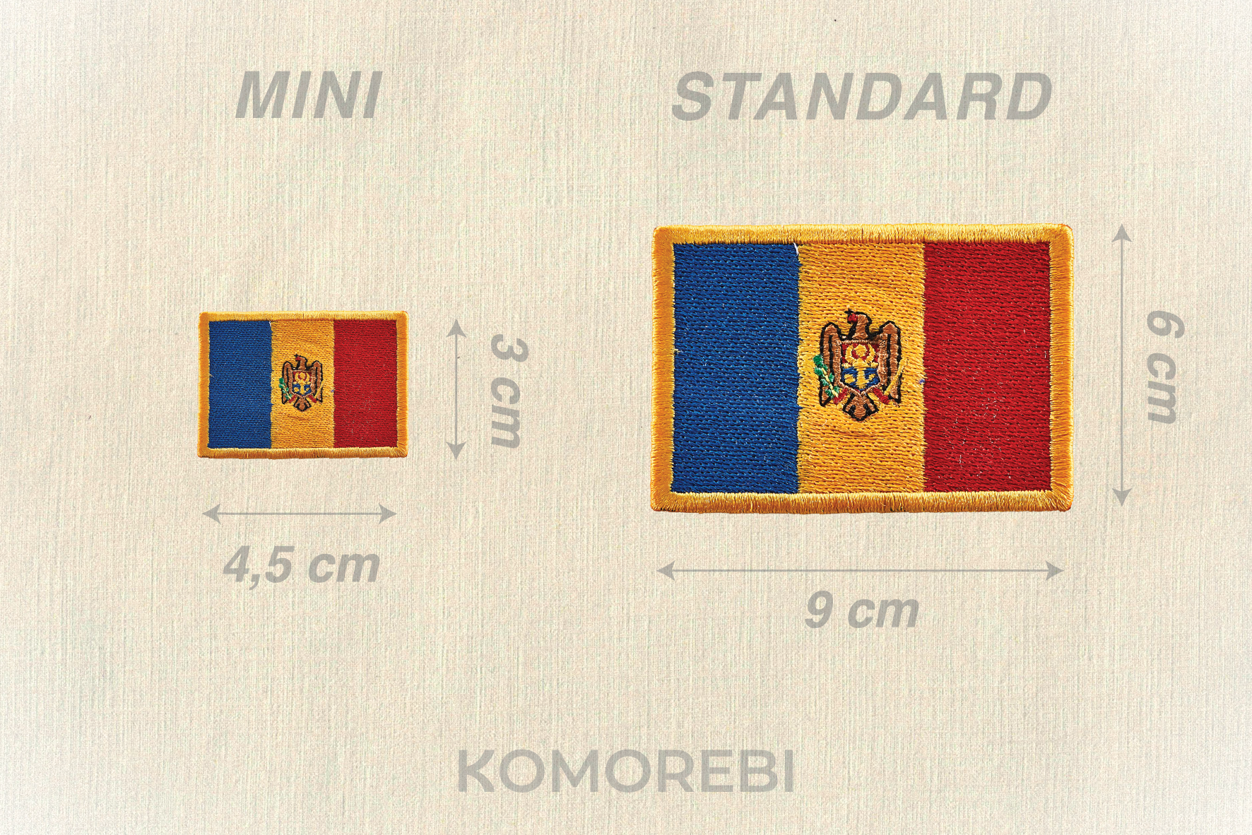 Écusson Brodé Thermocollant Drapeau Moldavie - 8x6 Cm - Haute Qualité, Couleurs Vives - 11