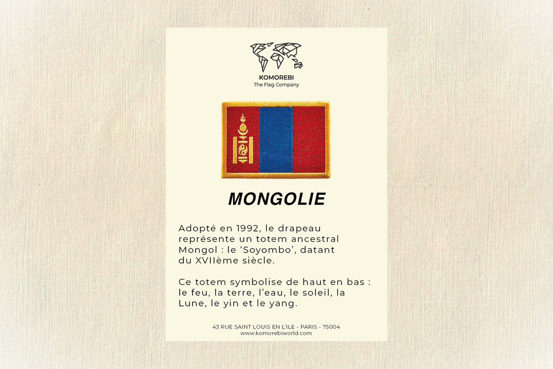 Mongolie - Drapeau Brodé
