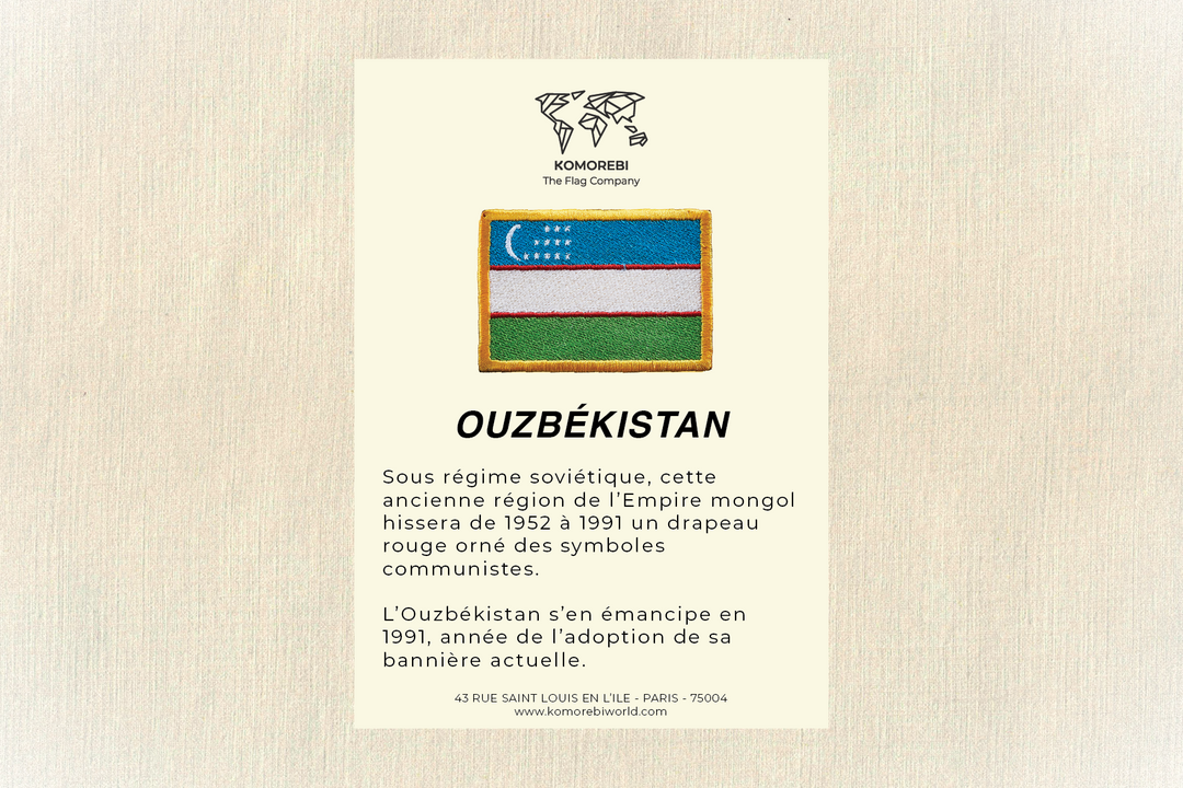 Ouzbékistan - Drapeau Brodé
