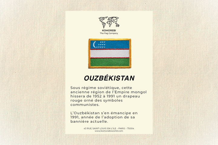 Ouzbékistan - Drapeau Brodé