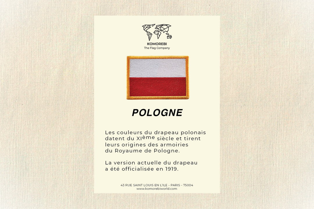 Pologne - Drapeau Brodé