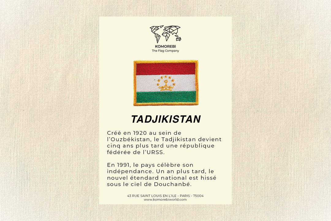 Tadjikistan - Drapeau Brodé