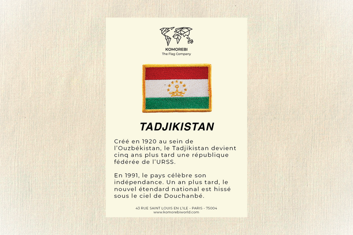 Tadjikistan - Drapeau Brodé