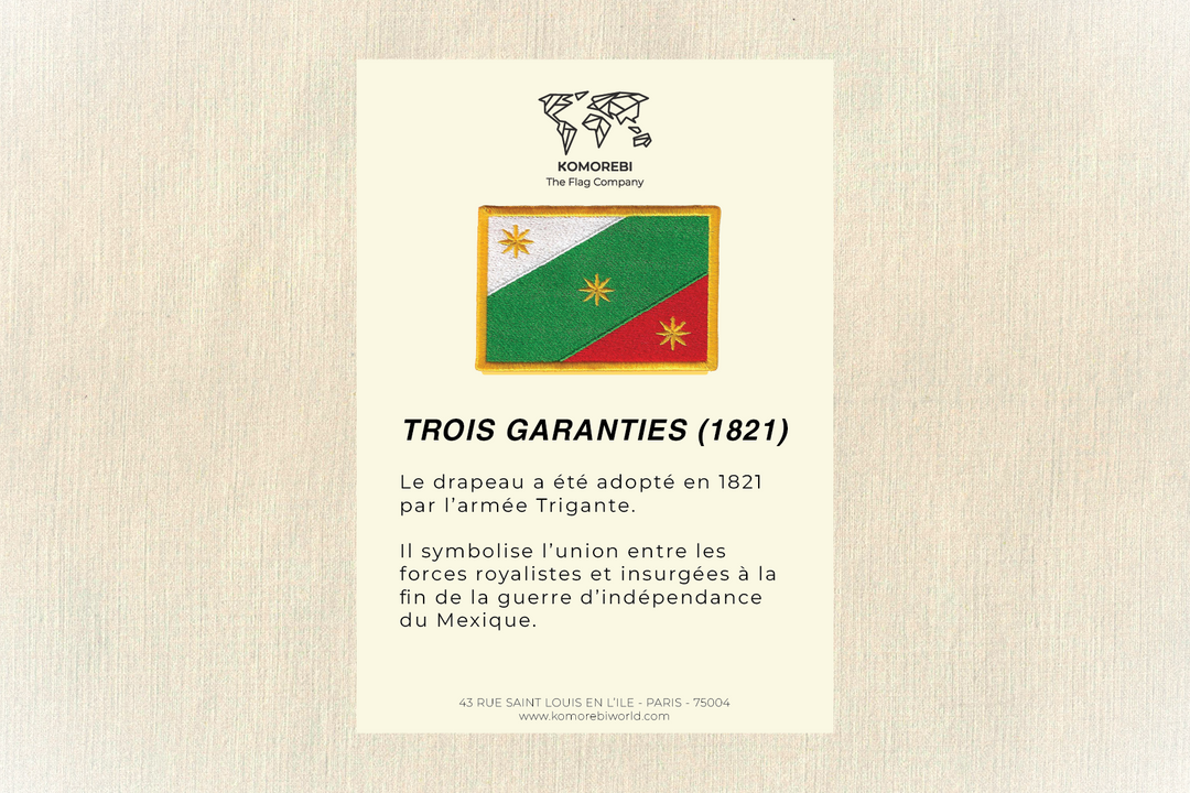 Trois Garanties (1821 - Mexique) - Drapeau Brodé