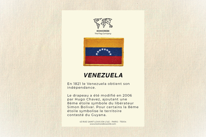 Drapeau brodé Venezuela — patch Komorebi, vue 3