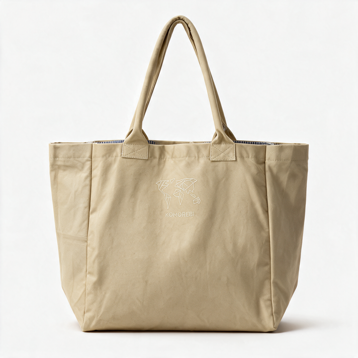 Tote bag Komorebi en toile beige, vue de face