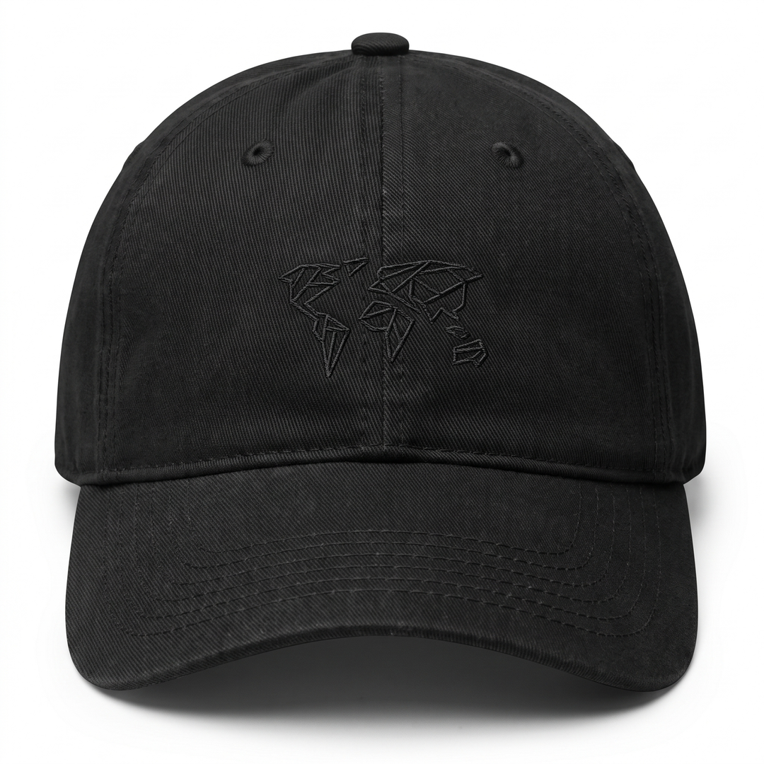 Casquette Noir Délavé — Origami Map, vue de face