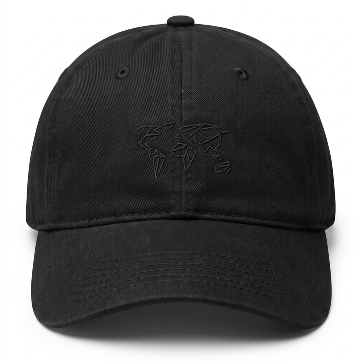 Casquette Noir Délavé — Origami Map, vue de face